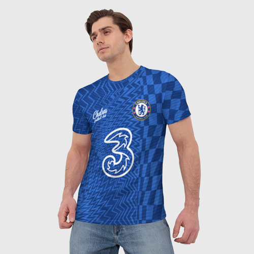 Мужская футболка 3D с принтом Маунт Челси форма 2021-2022, фото на моделе #1