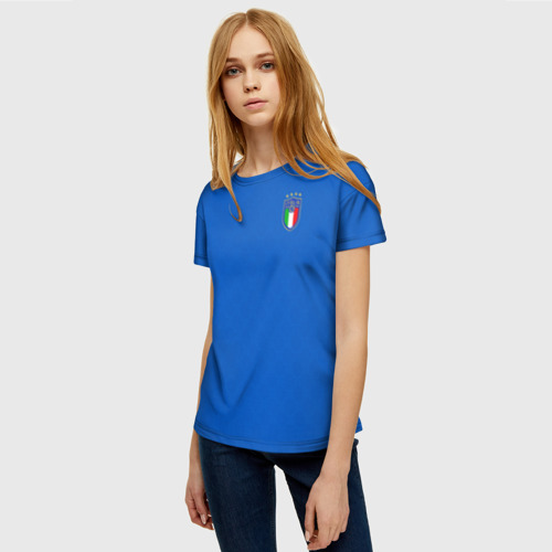 Женская футболка 3D с принтом Форма сборной Италии, фото на моделе #1