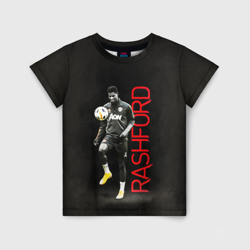 Детская футболка 3D с принтом Marcus Rashford, вид спереди #2
