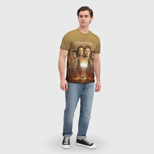 Мужская 3D футболка с принтом Supernatural, вид сбоку #3