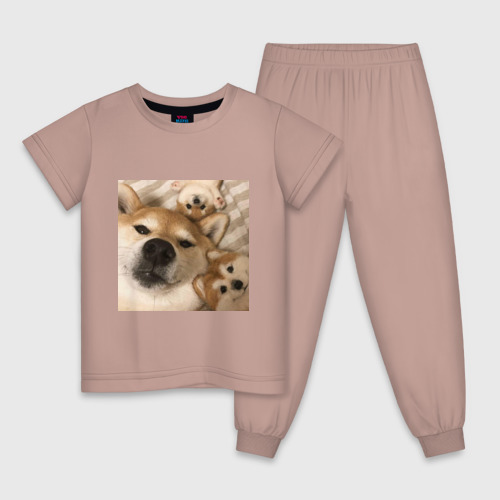 Детская пижама хлопок с принтом Мем про собак, вид спереди #2
