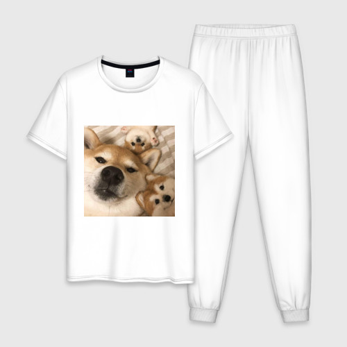 Мужская пижама хлопок с принтом Мем про собак, вид спереди #2