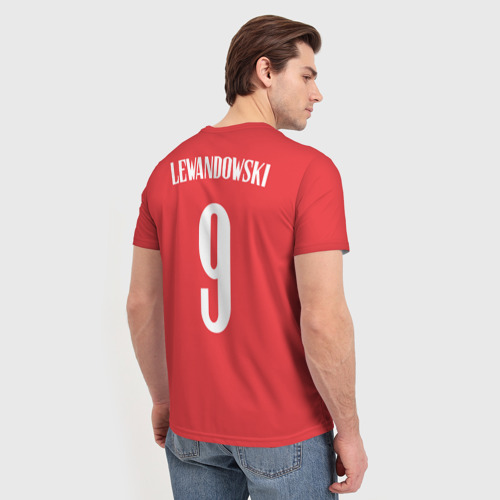 Мужская 3D футболка с принтом Lewandowski Poland 9, вид сзади #2
