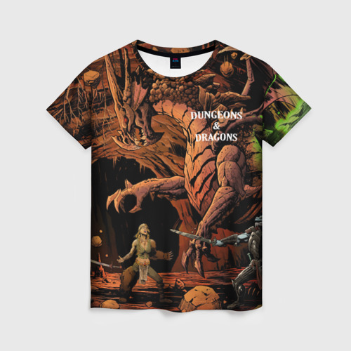 Женская футболка 3D с принтом Dungeons and Dragons | Схватка, вид спереди #2