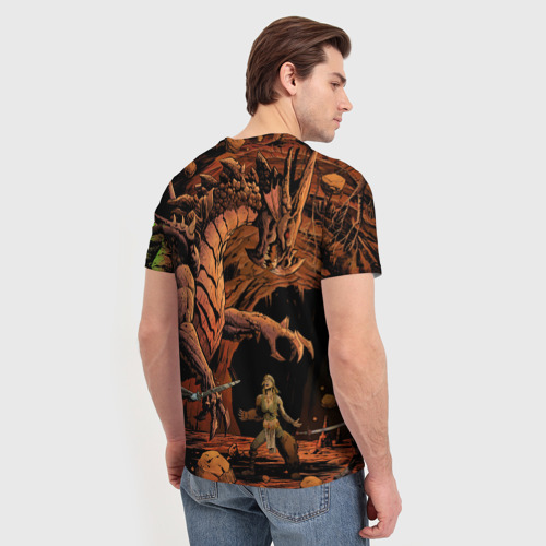 Мужская 3D футболка с принтом Dungeons and Dragons | Схватка, вид сзади #2