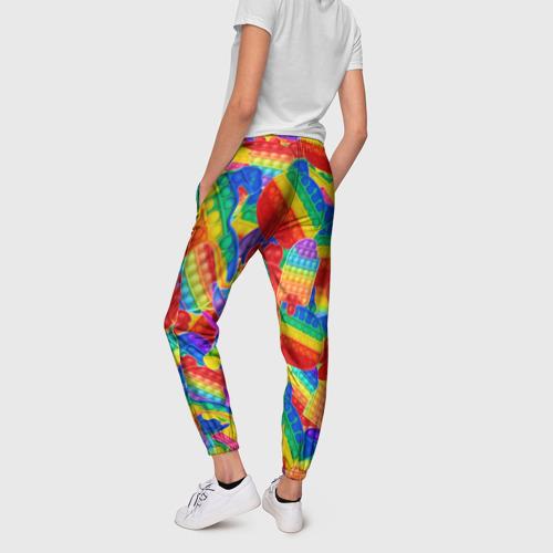 Женские брюки 3D с принтом Разные Pop It масляная краска, вид сзади #2
