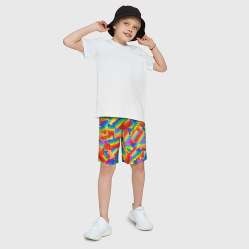 Детские спортивные шорты 3D с принтом Разные Pop It масляная краска, фото на моделе #1