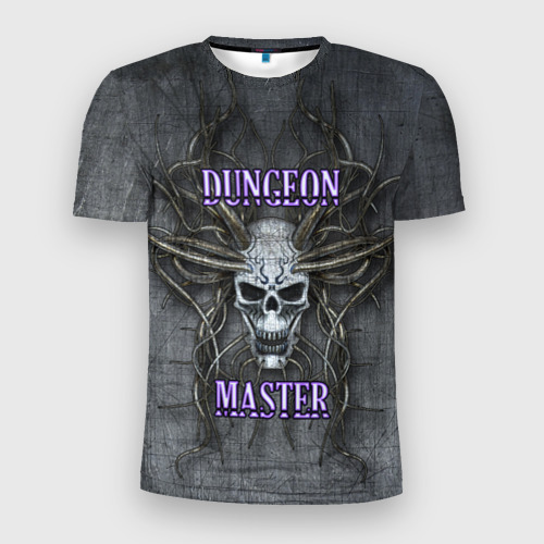 Мужская футболка 3D Slim с принтом DM | Dungeon Master | SKULL, вид спереди #2