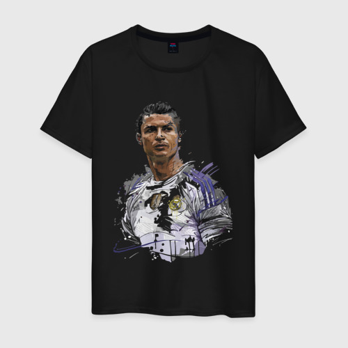Мужская футболка хлопок с принтом Cristiano Ronaldo Manchester United Portugal, вид спереди #2