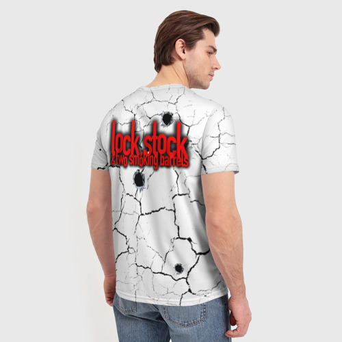 Мужская футболка 3D с принтом Lock, money, two barrels $$$, вид сзади #2