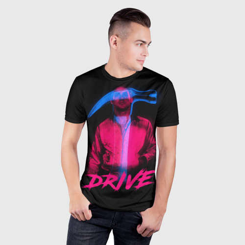 Мужская футболка 3D Slim с принтом DRIVE, фото на моделе #1