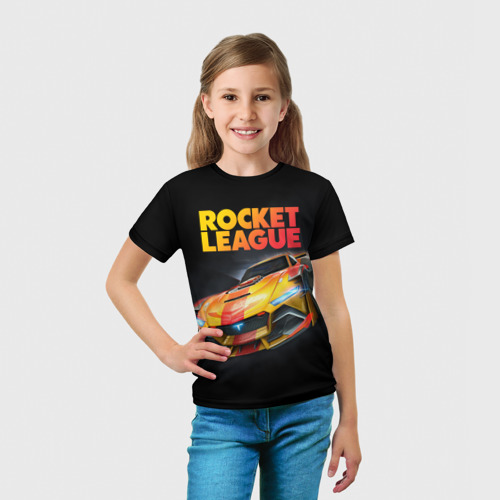 Детская 3D футболка с принтом Rocket League / Рокет Лига, вид сбоку #3