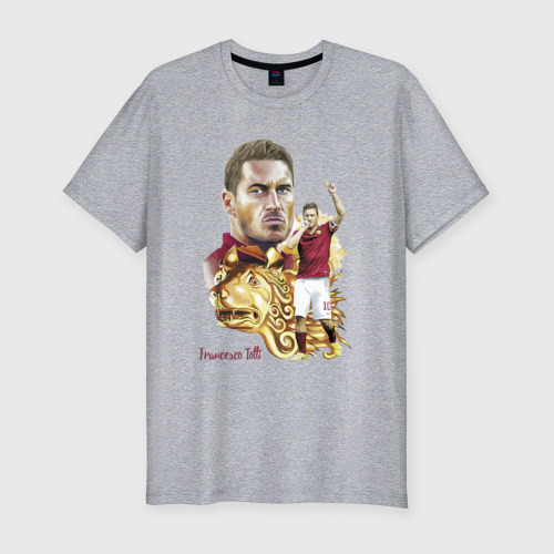 Мужская футболка хлопок Slim с принтом Francesco Totti - Roma - Italy - captain, вид спереди #2