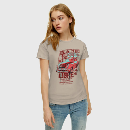 Женская футболка хлопок с принтом Cuba Libre, фото на моделе #1