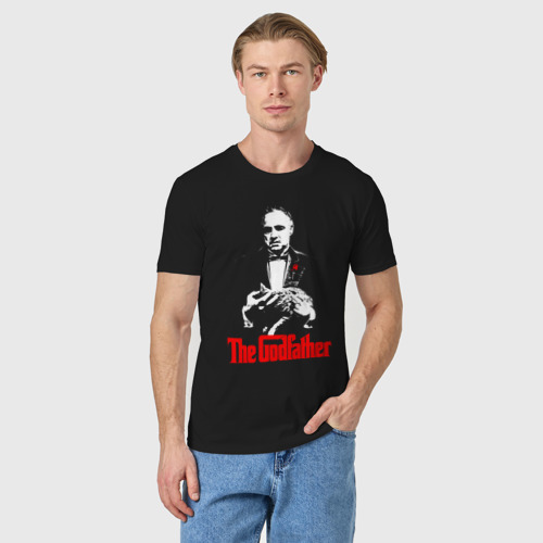 Мужская футболка хлопок с принтом Крестный отец Дон Карлеоне, фото на моделе #1