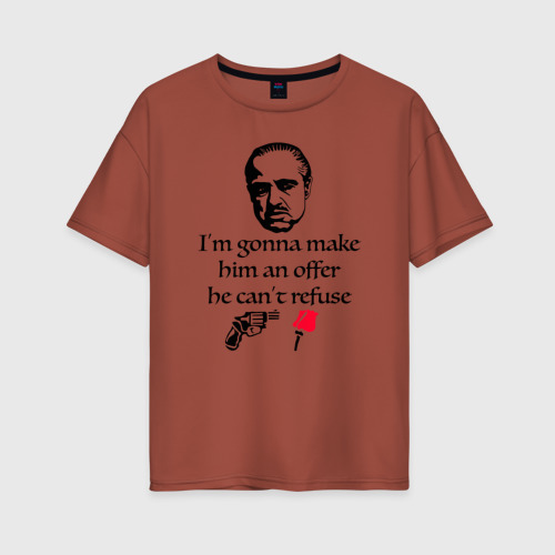 Женская футболка хлопок Oversize с принтом The Godfather, Дон Корлеоне, вид спереди #2