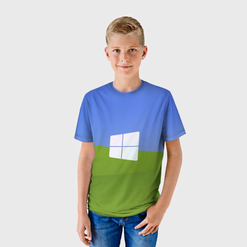 Детская футболка 3D с принтом W10, фото на моделе #1
