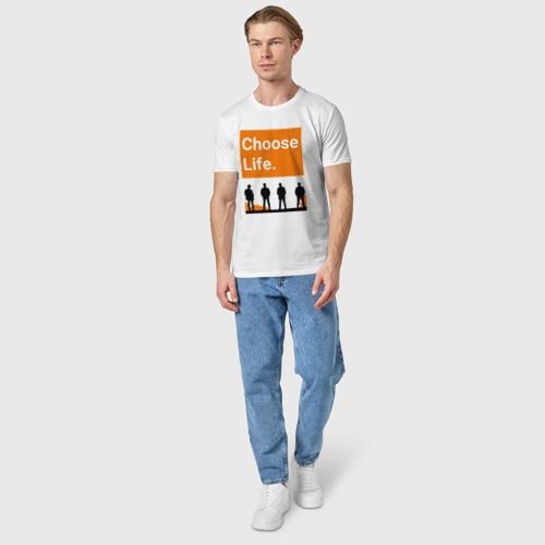 Мужская футболка хлопок с принтом Choose Life, вид сбоку #3