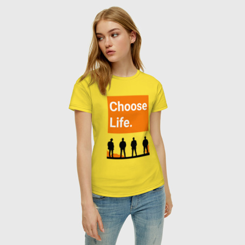 Женская футболка хлопок с принтом Choose Life, фото на моделе #1