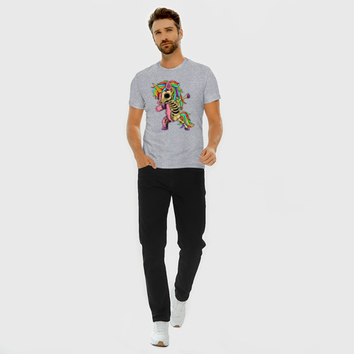 Мужская футболка хлопок Slim с принтом Единорог зомби dab, вид сбоку #3