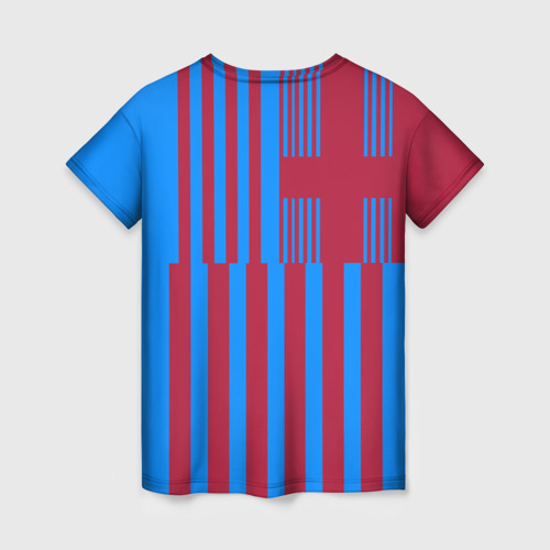 Женская футболка 3D с принтом Домашняя форма ФК «Барселона», вид сзади #1