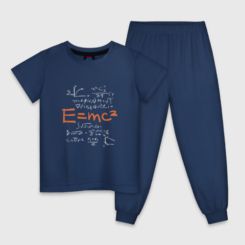 Детская пижама хлопок с принтом Формула относительности E=MC2, вид спереди #2