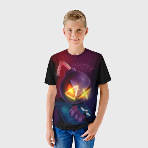 Детская футболка 3D с принтом Витти на темном фоне, фото на моделе #1