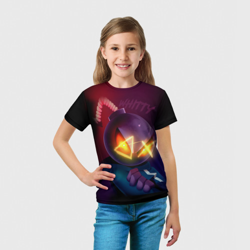 Детская футболка 3D с принтом Витти на темном фоне, вид сбоку #3