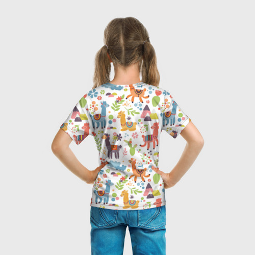 Детская 3D футболка с принтом ЛАМЫ | ПАТТЕРН, вид сзади #2
