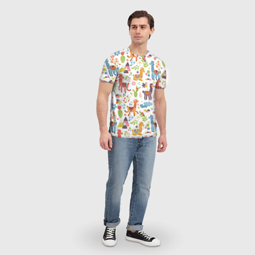 Мужская футболка 3D с принтом ЛАМЫ | ПАТТЕРН, вид сбоку #3