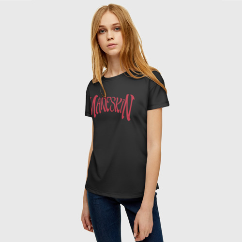Женская футболка 3D с принтом Maneskin Inscription, фото на моделе #1