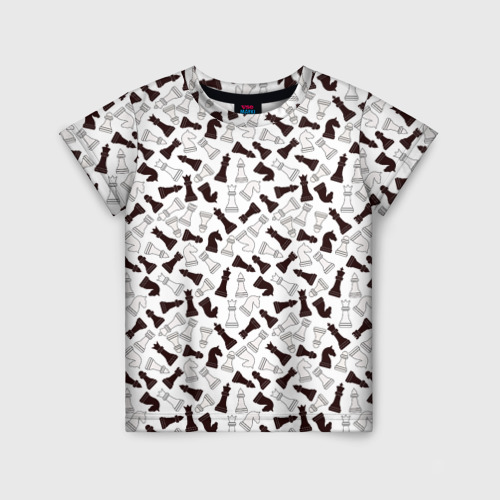 Детская 3D футболка с принтом Шахматные Фигуры, вид спереди #2