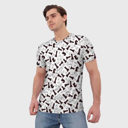 Мужская футболка 3D с принтом Шахматные Фигуры, фото на моделе #1