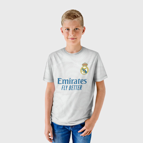 Детская футболка 3D с принтом Каземиро Реал форма 2021-2022, фото на моделе #1