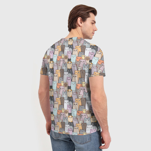 Мужская футболка 3D с принтом Котики, вид сзади #2