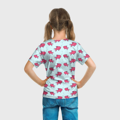 Детская 3D футболка с принтом РЫБКИ | ПАТТЕРН, вид сзади #2