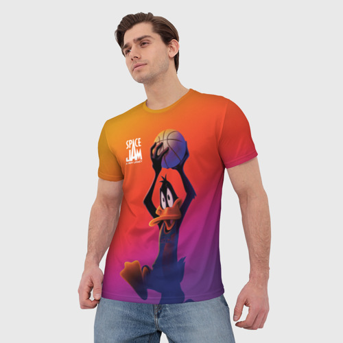 Мужская 3D футболка с принтом Space Jam 2 | Даффи Дак, фото на моделе #1