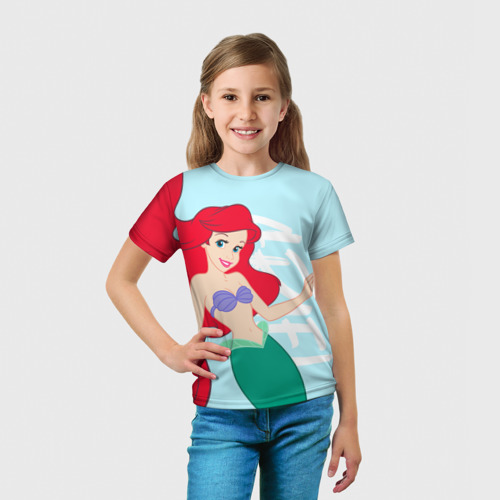 Детская 3D футболка с принтом Ariel Hair, вид сбоку #3