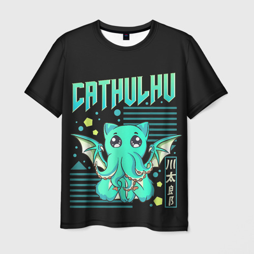 Мужская футболка 3D с принтом CatHulhu, вид спереди #2
