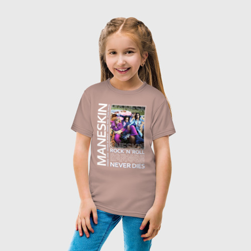 Детская футболка хлопок с принтом Rock`n`Roll Never Dies, вид сбоку #3