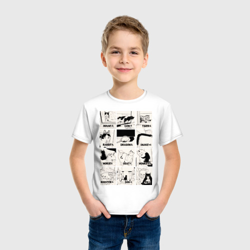 Детская футболка хлопок с принтом Какой ты кот сегодня год, фото на моделе #1