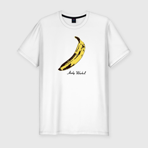 Мужская футболка хлопок Slim с принтом Банан, Энди Уорхол, вид спереди #2