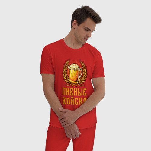 Мужская пижама хлопок с принтом Пивные войска, фото на моделе #1