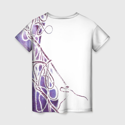 Женская 3D футболка с принтом Фиолетовые нити, вид сзади #1