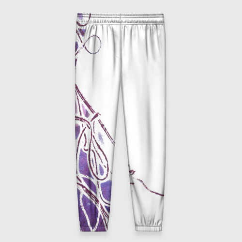 Женские брюки 3D с принтом Фиолетовые нити, вид сзади #1