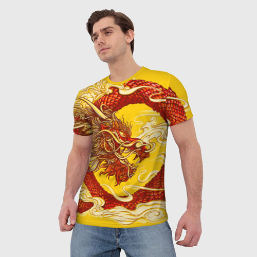 Мужская 3D футболка с принтом Китайский Дракон, China Dragon, фото на моделе #1