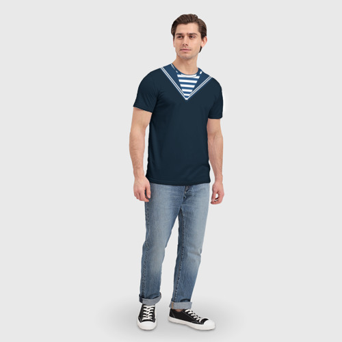 Мужская 3D футболка с принтом Матроска повседневная, вид сбоку #3