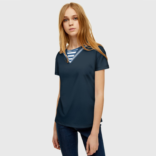 Женская футболка 3D с принтом Матроска повседневная, фото на моделе #1