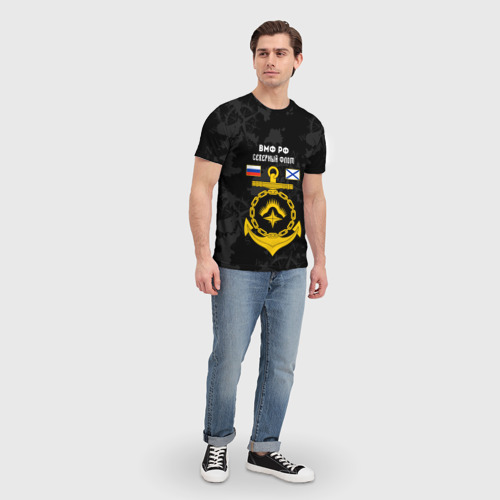 Мужская 3D футболка с принтом Северный флот ВМФ России, вид сбоку #3