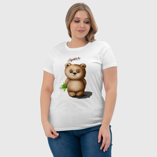 Женская футболка хлопок с принтом Медведь, фото #4